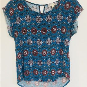 Blouse with Aqua Printed Design